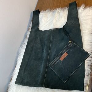 GravityPope Italian Suede Hobo Tote W/Coin Wallet